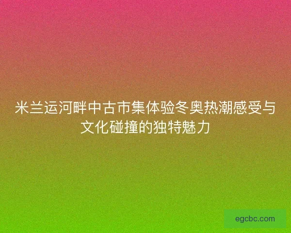 米兰运河畔中古市集体验冬奥热潮感受与文化碰撞的独特魅力