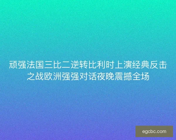 顽强法国三比二逆转比利时上演经典反击之战欧洲强强对话夜晚震撼全场