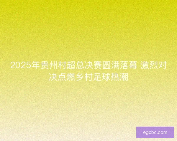 2025年贵州村超总决赛圆满落幕 激烈对决点燃乡村足球热潮