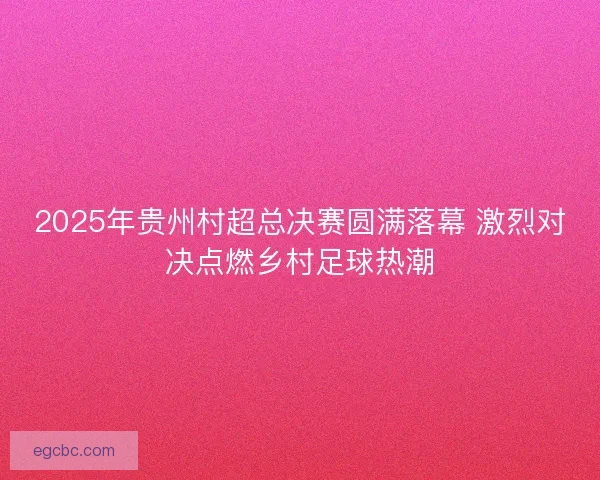 2025年贵州村超总决赛圆满落幕 激烈对决点燃乡村足球热潮
