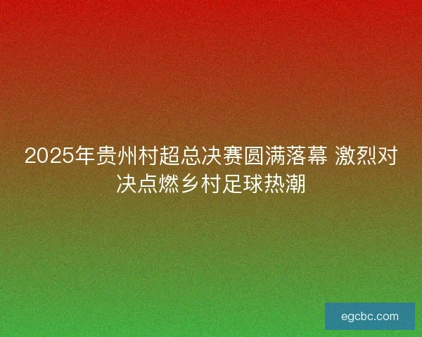 2025年贵州村超总决赛圆满落幕 激烈对决点燃乡村足球热潮