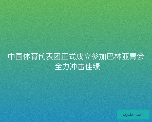 中国体育代表团正式成立参加巴林亚青会 全力冲击佳绩